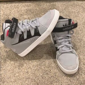 Gray hi top Adidas